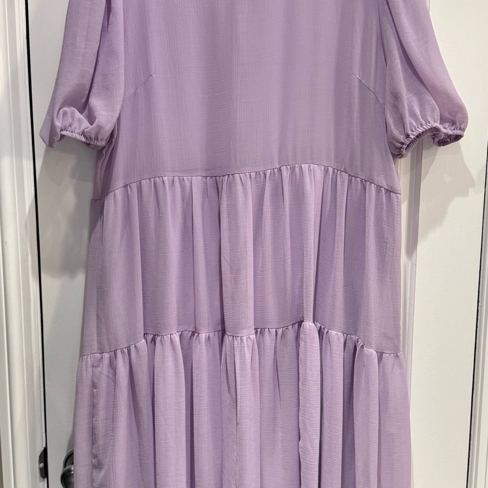 Never Fully Dressed Purple Tiered Sundress with Puff Sleeves